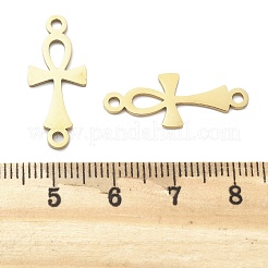 304 ステンレススチール 宗教 アンク クロスリンク コネクタ チャーム  18KGP本金メッキ  25x10x1mm  穴：1.8mm&nbsp;STAS-S153-01G
