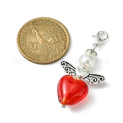 Стеклянные подвески в форме сердца ангела HJEW-TA00090