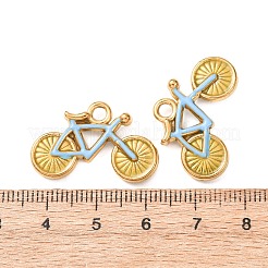 304ステンレスペンダント  エナメル  イオンプレーティング（ip）  18KGP本金メッキ  自転車チャーム  空色  16.5~17x25.5~26.5x4mm  穴：3mm&nbsp;STAS-D263-12A-G