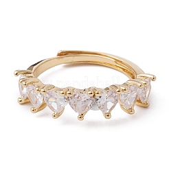 Регулируемое кольцо в форме сердца из прозрачного кубического циркония RJEW-F124-05G