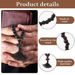 3 шт. крест круглый деревянный бисер молитвенные четки подвеска украшение&nbsp;HJEW-DC00054