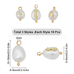 30 pz 3 ciondoli di perle naturali keshi in stile&nbsp;FIND-SC0001-93