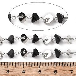 Плоские круглые цепочки из латуни и стеклянных бусин ручной работы CHC-L051-05P