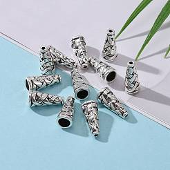 チベットスタイルの合金ビーズコーン  カドミウムフリー＆鉛フリー  アンティークシルバー  18x8x8mm  穴：1mm&nbsp;X-TIBEB-00821-AS-R