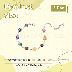 2 шт. круглые браслеты из натуральных смешанных драгоценных камней для женщин&nbsp;BJEW-UN00018