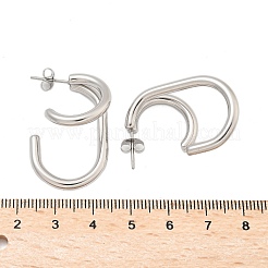 Двухслойные серьги-гвоздики в форме буквы С из нержавеющей стали 304&nbsp;EJEW-Z098-18P