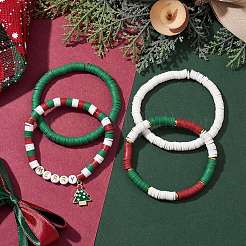 4pcs 4 bracelets extensibles en argile polymère faits à la main&nbsp;BJEW-TA00495