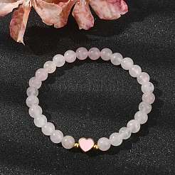 Braccialetti elasticizzati con perline rotonde di quarzo rosa naturale&nbsp;BJEW-JB09881-06