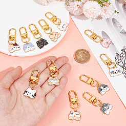 Подвеска из сплава с эмалью в форме кошки HJEW-OC00006