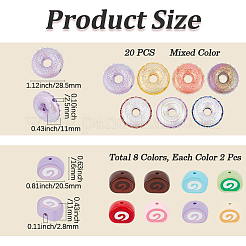 16 pièce de perles alimentaires imitation acrylique opaque de 8 couleurs&nbsp;OACR-PA0002-19