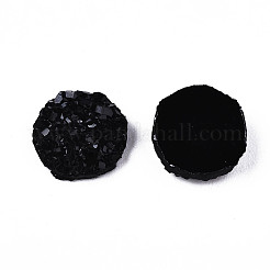 樹脂カボション  イミテーションドゥルージーアゲート  フラットラウンド  ABカラーメッキ  ブラック  8x2.5mm&nbsp;LS-CRES-Q191-HA027-B11