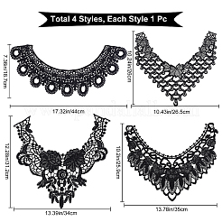 4 шт. 4-х стильный молочный шелковый вышитый кружевной воротник с цветочным узором&nbsp;DIY-GF0005-39A