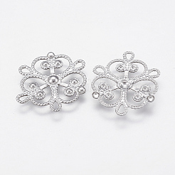 変色しない304ステンレススチール製フィリグリージョイナー  ステンレス鋼色  19x16x1mm  穴：1x2mm&nbsp;X-STAS-P168-09P