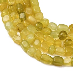 Hebras de cuentas de pepitas de jade de oliva de Corea natural&nbsp;G-T150-A02-03