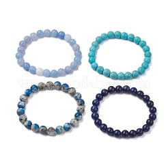 4шт Созвездие 8мм круглый натуральный лазурит и окрашенный белый нефрит BJEW-JB10641