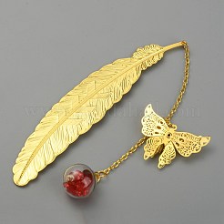 Signets plumes en laiton doré&nbsp;AJEW-WH0020-55G-04