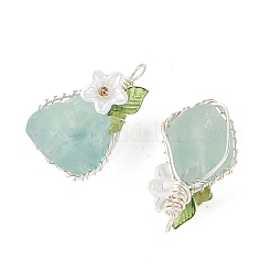Pendentifs en fluorite verte naturelle enroulés de fil de cuivre&nbsp;PALLOY-TA00434