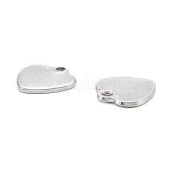 変色しない304ステンレススチールチャーム  ハート  ステンレス鋼色  9.5x9.5x1mm  穴：1.2mm&nbsp;LS-STAS-K218-04P