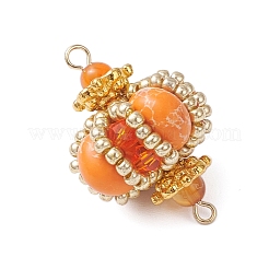 Подвески-соединители в форме ромба из окрашенной синтетической императорской яшмы и стеклянных бусин ручной работы&nbsp;PALLOY-MZ00960-06