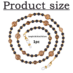 Круглые цепочки для очков из натуральной яшмы и тигрового глаза HJEW-FH00196