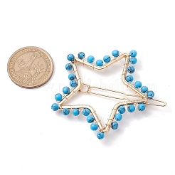 2 pièces en alliage lune et étoile avec barrettes à cheveux creuses turquoise synthétiques&nbsp;PHAR-JH00105-01
