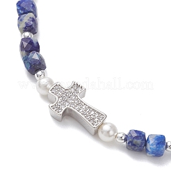 Lapis naturelles bracelets élastiques en perles lazuli&nbsp;BJEW-JB13199-02