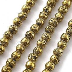 Brins de perles de pierre de lave naturelle galvanisées&nbsp;G-A251-B01-01D