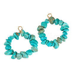 2 pendentif en perles de turquoise synthétique teintées&nbsp;PALLOY-TAC0232-01