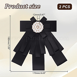 Атласные броши со стразами и бантом&nbsp;JEWB-WH0020-045