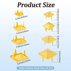 200 шт. 4 стиля железных шпилек заклепок&nbsp;IFIN-GF0001-54G