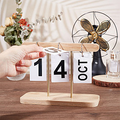 Calendrier de bureau perpétuel à rabat en bois&nbsp;DJEW-WH0039-83A