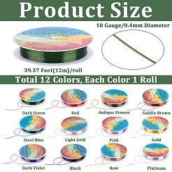 12 rollo de alambre de cobre redondo para joyería de 12 colores&nbsp;CWIR-BBC0001-09