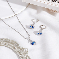 Pendientes de aro con forma de lágrima y collar colgante con rhinestone&nbsp;SJEW-LP0001-62B