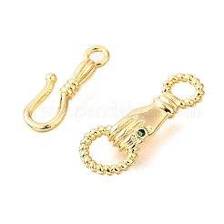 Застежки-защелки из латуни с микропаве из зеленого кубического циркония KK-D356-15G