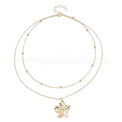 Подвеска в виде цветка из сплава с железной цепочкой&nbsp;NJEW-A066-02G