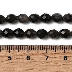 Натуральный серебристый блеск нитей обсидиана&nbsp;G-K376-F12-01