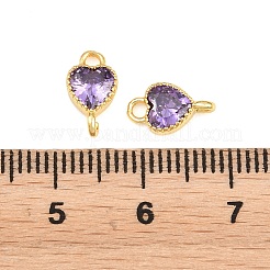 Breloques de connexion en forme de cœur serties de zirconiums cubiques et serties de laiton&nbsp;KK-K340-49G