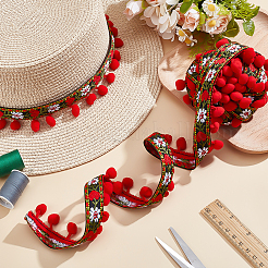 5 ярд полиэстеровой кружевной ленты с кисточками и помпонами&nbsp;OCOR-PH0007-51