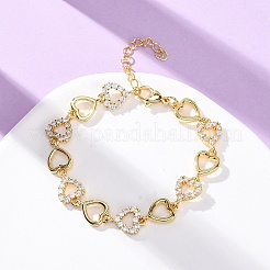 Латунные браслеты с микропаве из прозрачных кубических цирконий для женщин BJEW-D342-03G