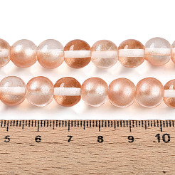 Запекание окрашенные прозрачные стеклянные бусины нити DGLA-N011-10mm-04