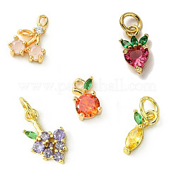5 шт. 5 стиля латунных подвесок с микропаве из кубического циркония&nbsp;ZIRC-FP0001-01