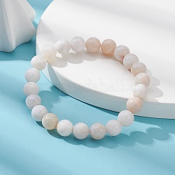 Braccialetto elasticizzato con perline rotonde in agata stagionata naturale tinta per donna&nbsp;BJEW-JB09382-02