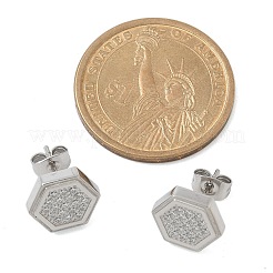 Серьги-гвоздики из нержавеющей стали 304 с микропаве из прозрачных кубических цирконий&nbsp;STAS-Z107-01P-01