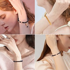 4pcs 4 estilo sintético citrino y natural mashan jade pulseras elásticas con cuentas de vidrio&nbsp;BJEW-SW00105-01