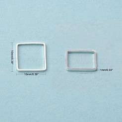 スクエア真鍮製フレームコネクター  銀色のメッキ  10x10x1mm&nbsp;EC03010mm-S