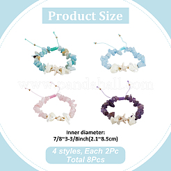 8 pulsera de cuentas trenzadas con chips de piedras preciosas naturales de 4 estilos&nbsp;BJEW-MA00001