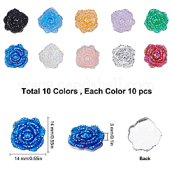 100色の樹脂ラインストーンカボション10個  花  ミックスカラー  14x14x3mm&nbsp;CRES-SC0001-87