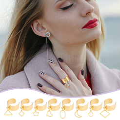 8 шт. набор из 8 колец-манжет из нержавеющей стали 304 с полыми подвесками&nbsp;RJEW-AB00002