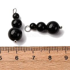 Подвески из натурального обсидиана с круглыми бусинами&nbsp;PALLOY-JF02867-07