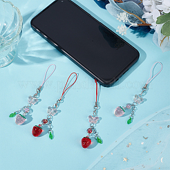 4 шт. 2-х видов стеклянных и акриловых мобильных ремешков HJEW-DR00055